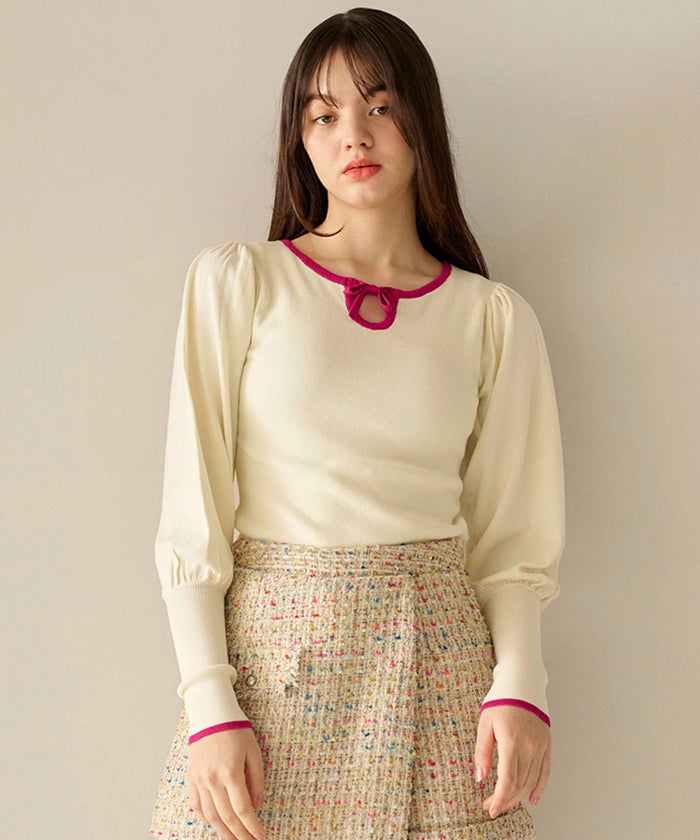 ニット/アイボリー/ブラックネイビー