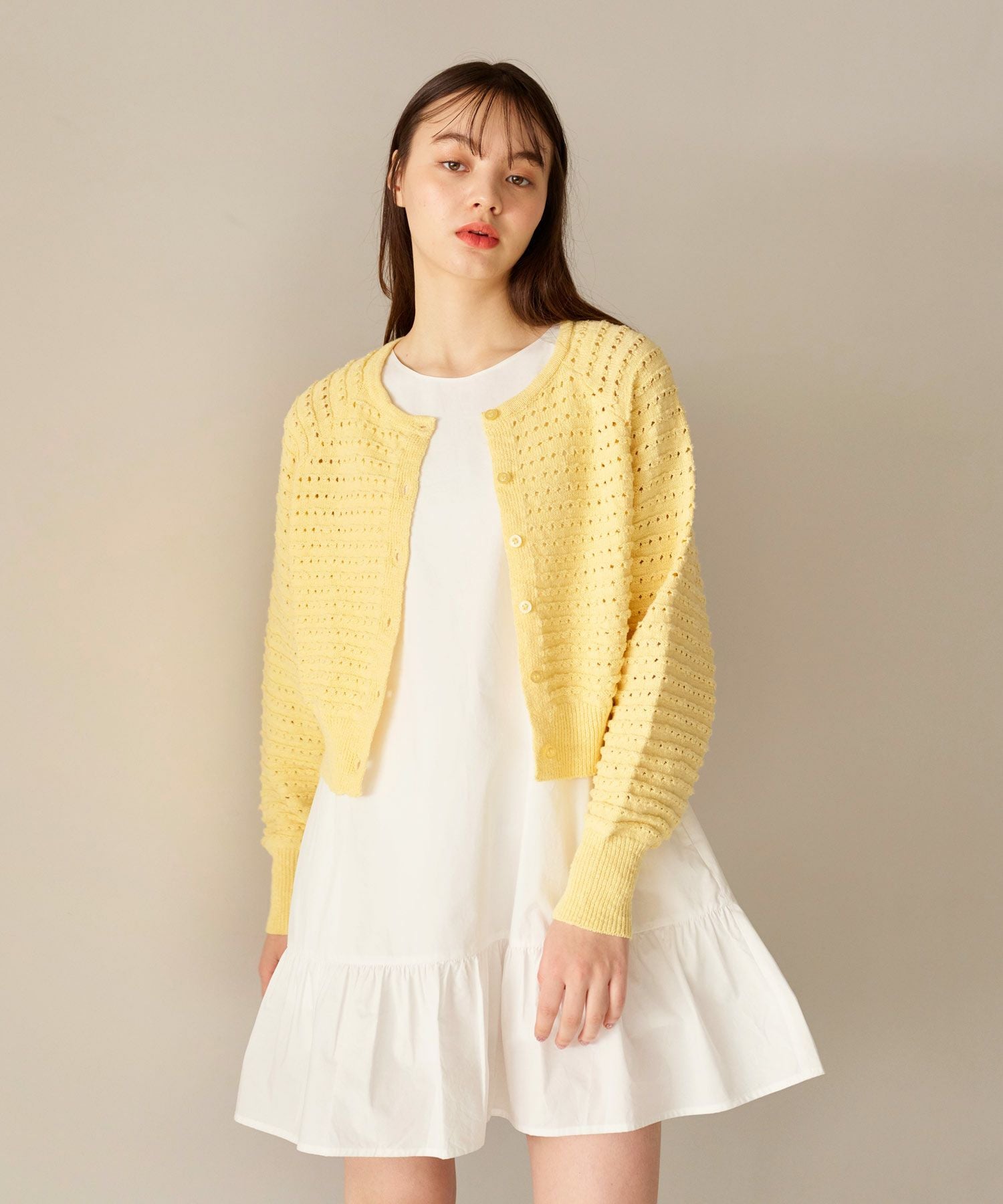 tina jojun 綿スラブニット　カーディガン　アイボリー 綿スラブ ラグランカーディガン TINA：JOJUN 全6色｜tnj411-0568【7