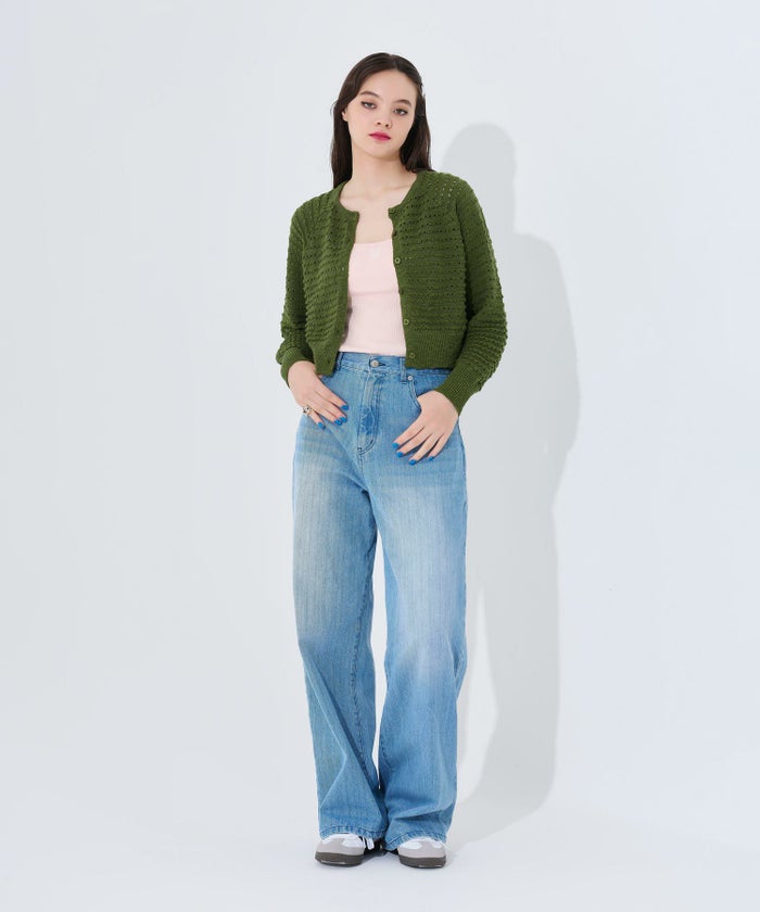 トップス/カーディガン/レッド/グリーン/オフホワイト/クリームイエロー/ネイビー/レインボー