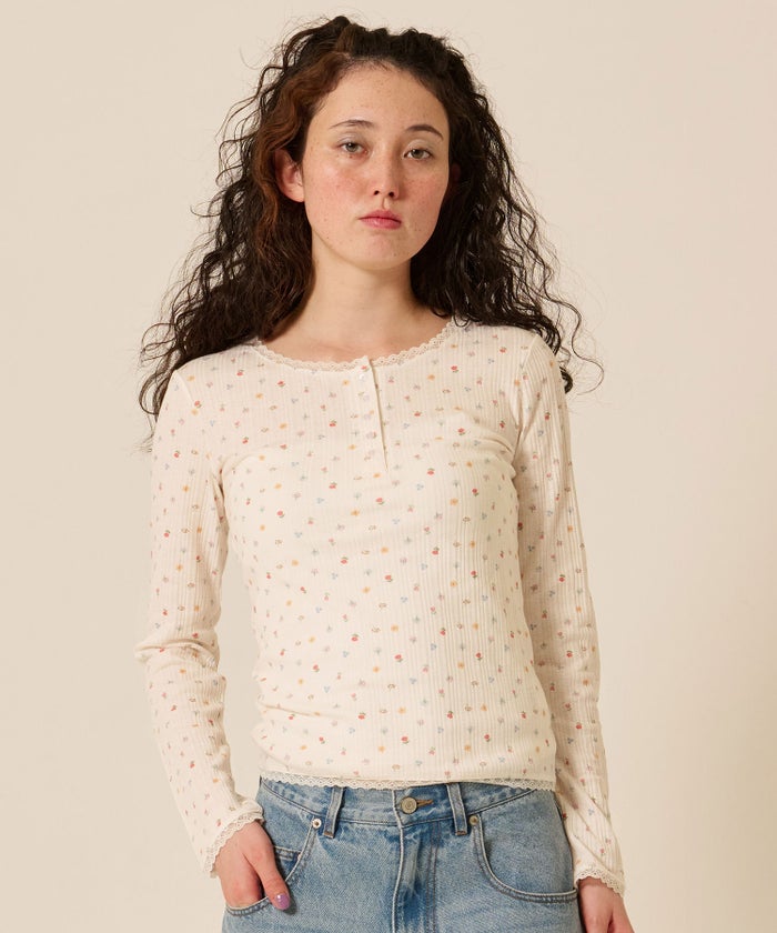 カットソー/ヘンリーネック/トップス/オフホワイト/グレー/レッド/ホワイト/オレンジベージュ