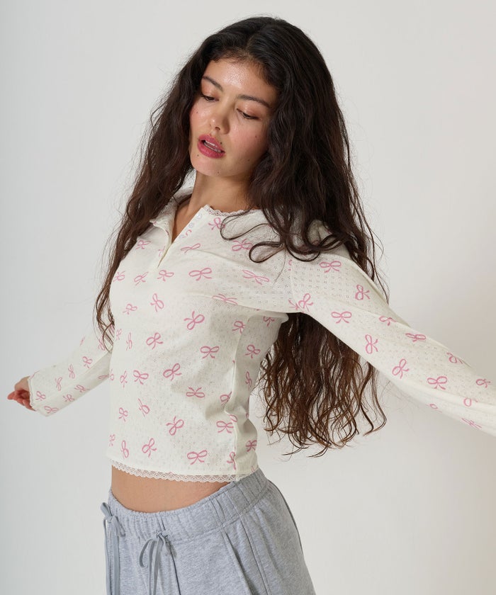 カカットソー/ヘンリーネック/トップス/オフホワイト/グレー/レッド/ホワイト/オレンジベージュ