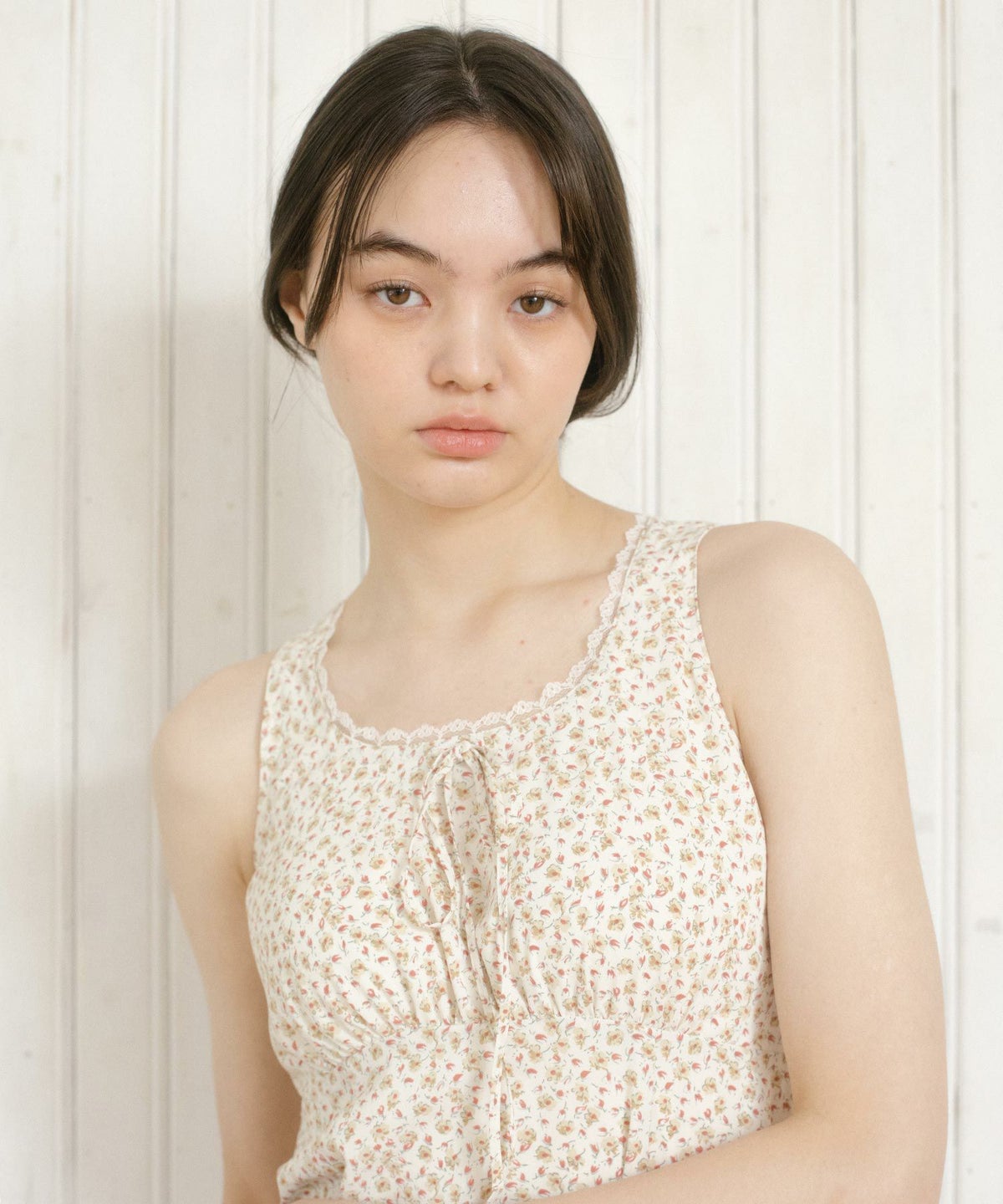 ワンピース/小花柄/クリーム/サックス