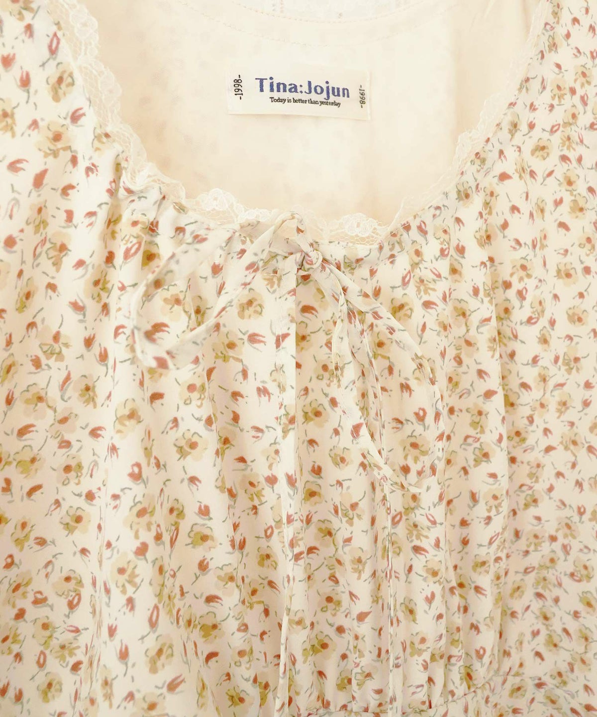 ワンピース/小花柄/クリーム/サックス