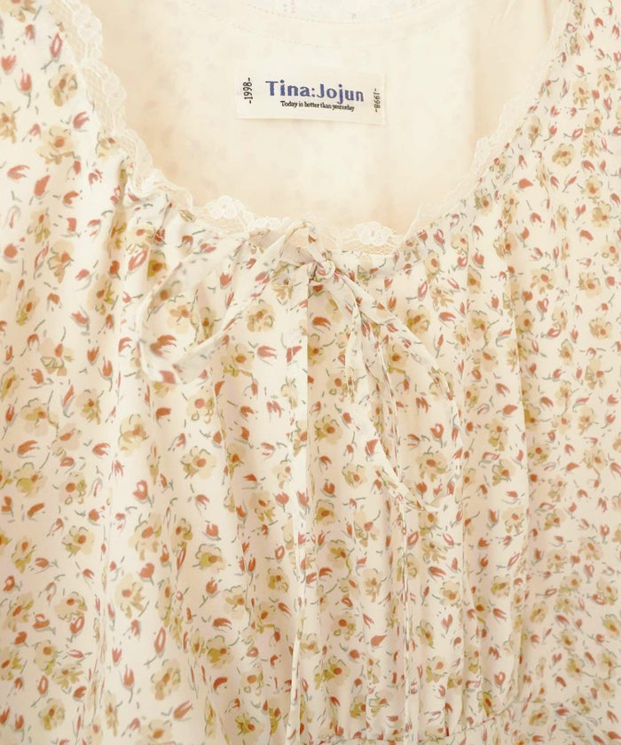 ワンピース/小花柄/クリーム/サックス