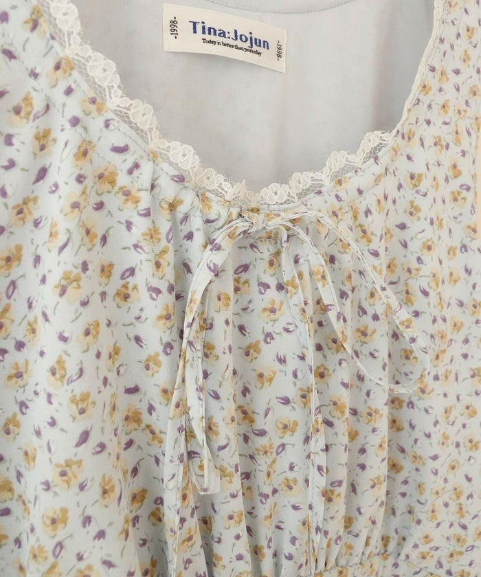 ワンピース/小花柄/クリーム/サックス