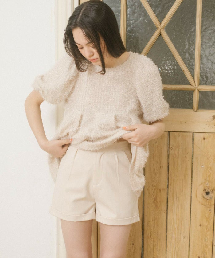 ショートパンツ/ヘリンボーン/ライトベージュ/ネイビー