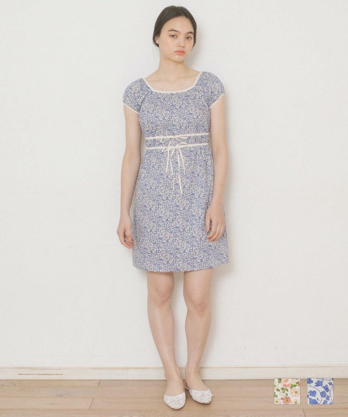 ワンピース/花柄/オレンジフラワー/ブルーフラワー