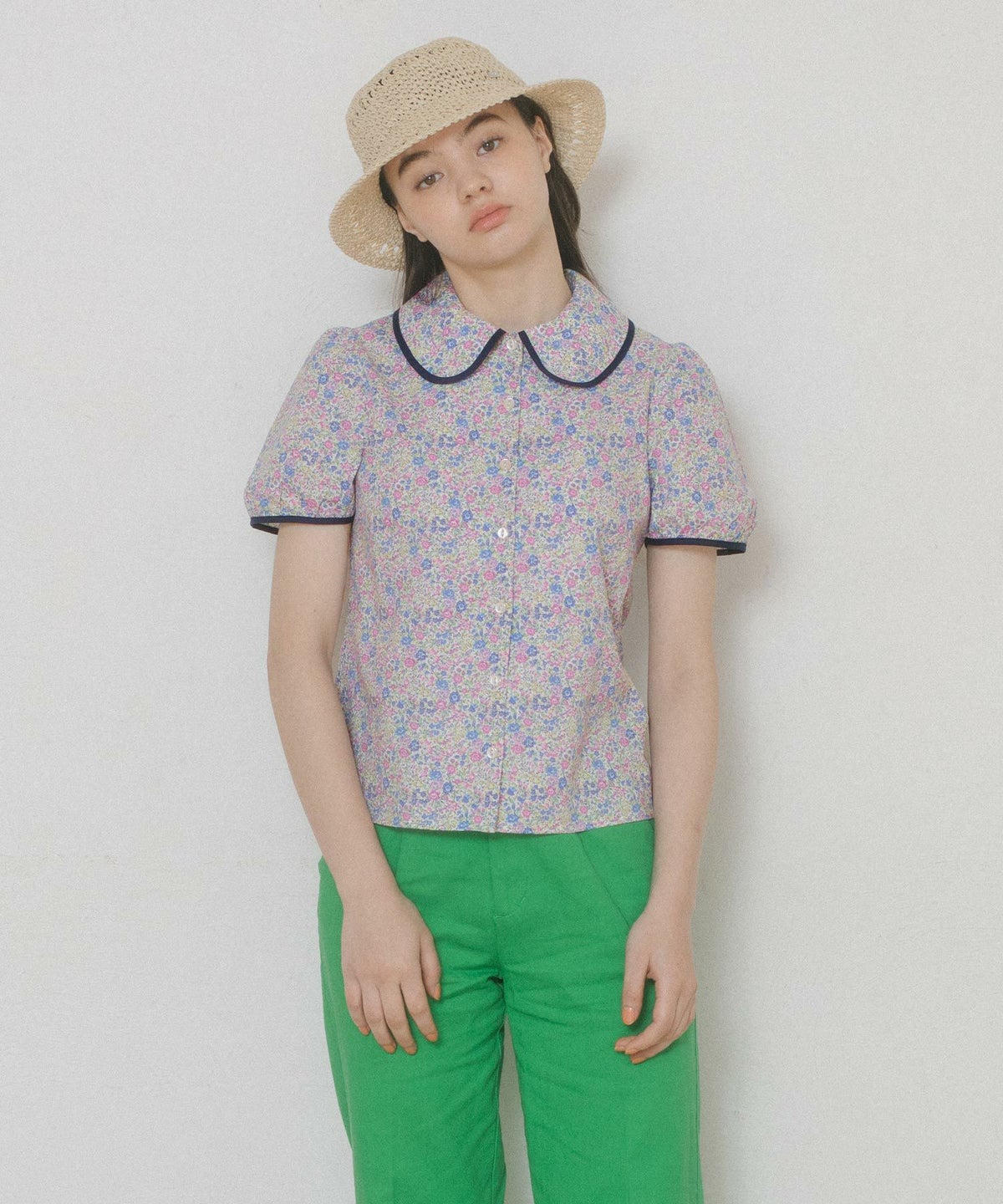 トップス/ブラウス/花柄/アイボリー/ミックス