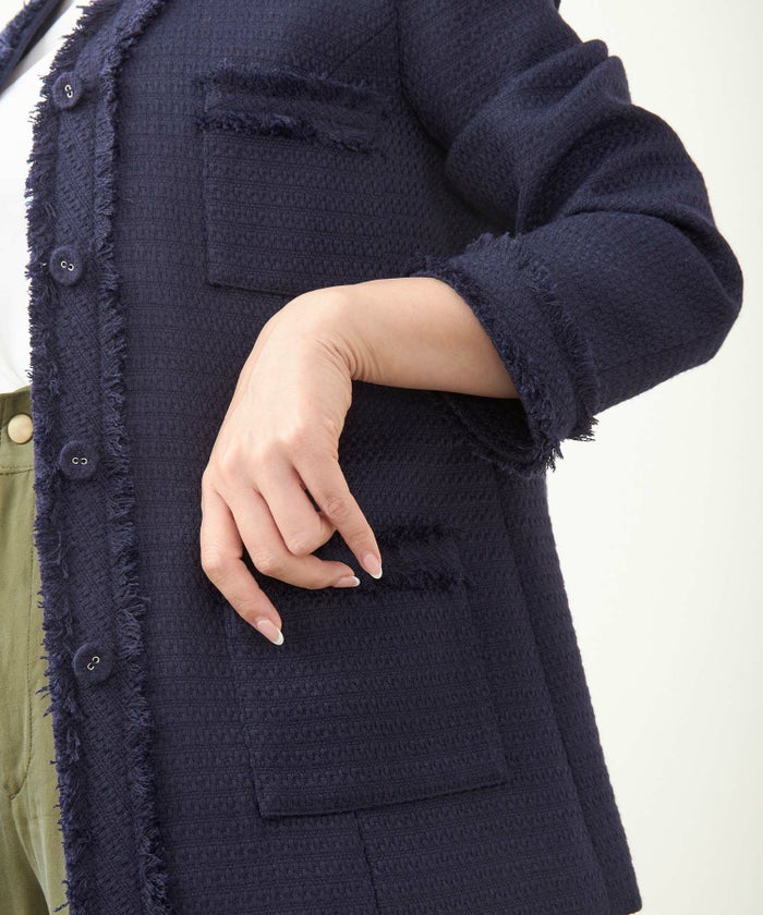 オケージョン/セレモニー/卒入園/フォーマル/ミドル丈/長袖/フリンジ/ポケット