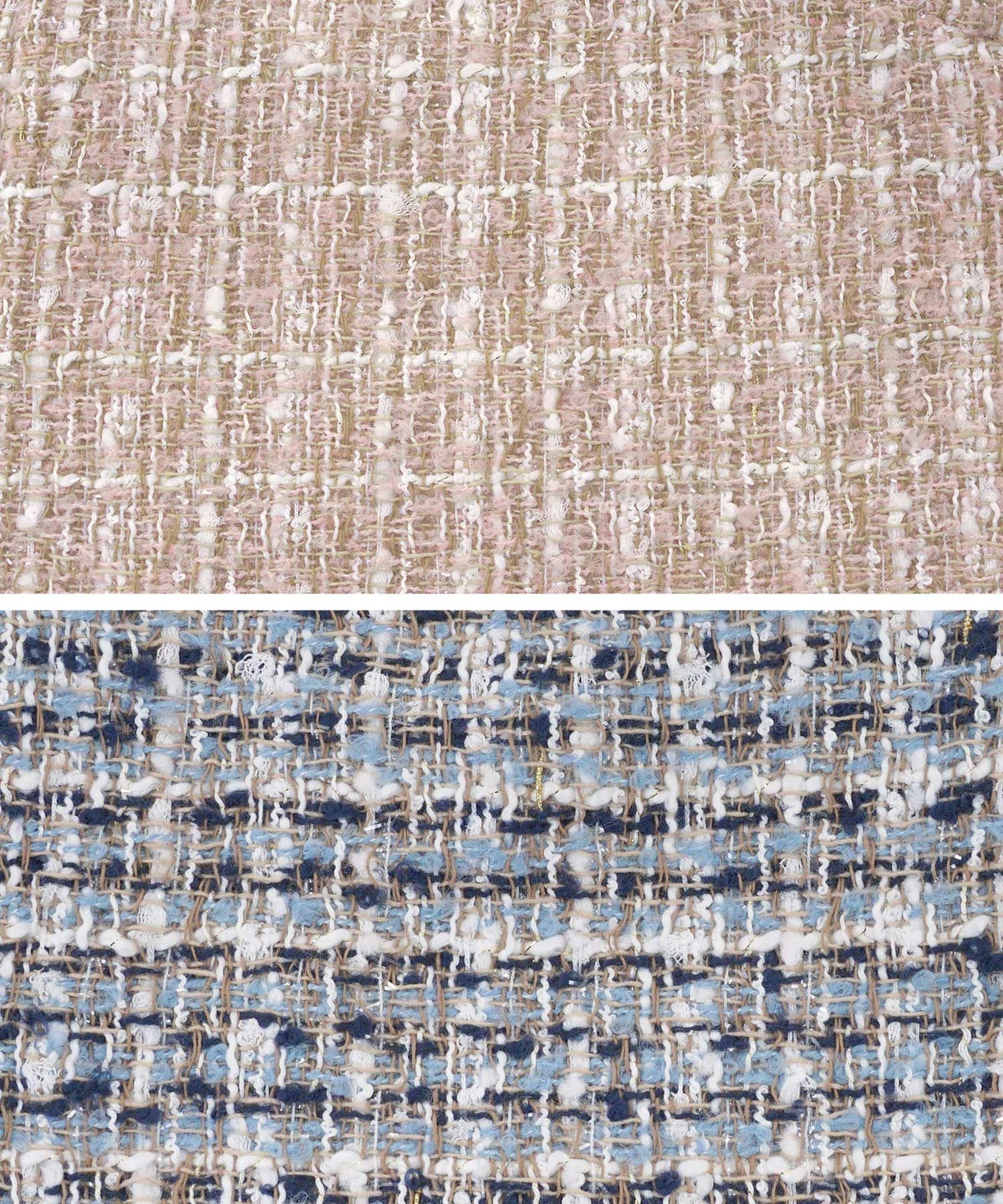 ジャケット/カーディガン/羽織り/ライトアウター/ファスナー/ボールスライダー/チャーム/フリル/ツイード/長袖/袖ギャザー/ドッキング/異素材/ピンク/ネイビー/S/M/秋冬春可愛い/かわいい/華やか/大人/上品/