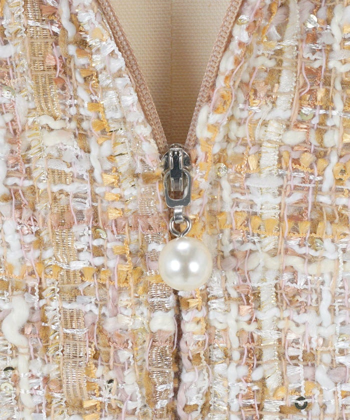 新色追加 ワンピース レディース ファッション ツイード かわいい 大人 フレア 膝丈 ドレス 卒園式 卒業式 人気 ジョイントスペース