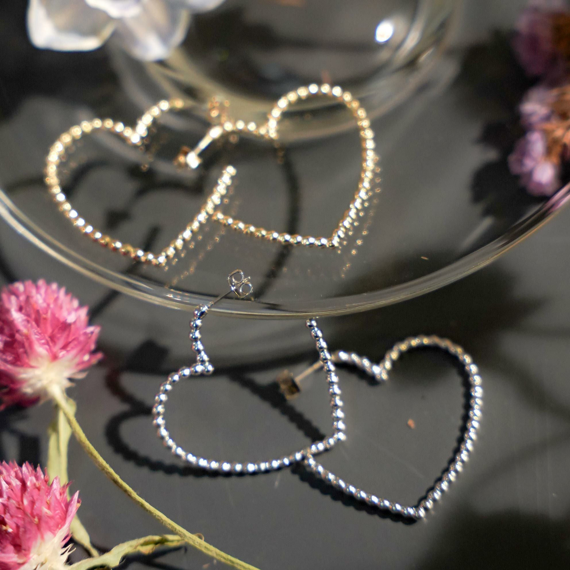 スタッズ ハート フープ ピアス イヤリング Studs Heart Hoop Pierce