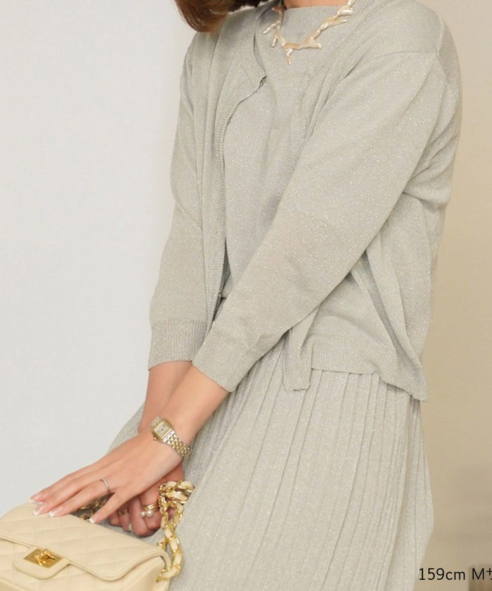 アンサンプル/ツインニット/ニット/カーディガン/ラメ/シアーニット/半袖/長袖