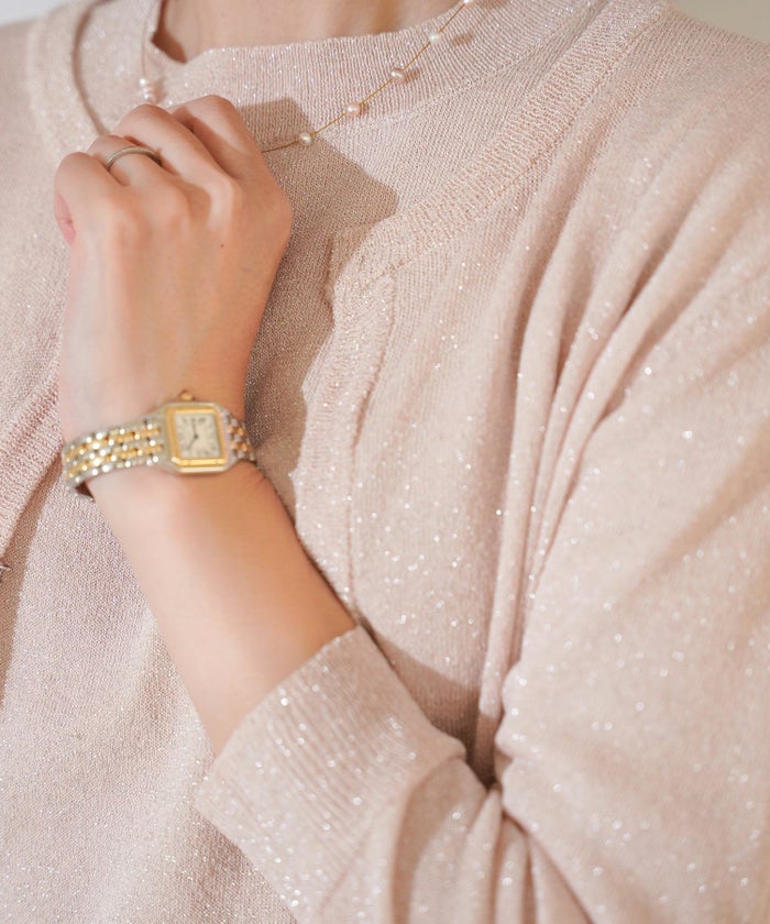 アンサンプル/ツインニット/ニット/カーディガン/ラメ/シアーニット/半袖/長袖