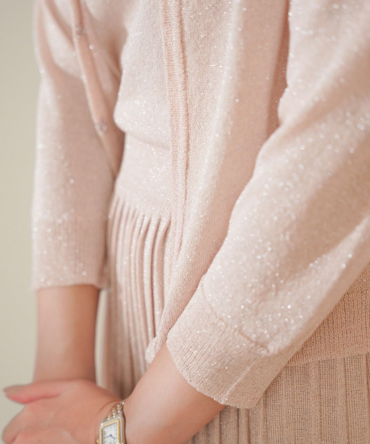 アンサンプル/ツインニット/ニット/カーディガン/ラメ/シアーニット/半袖/長袖