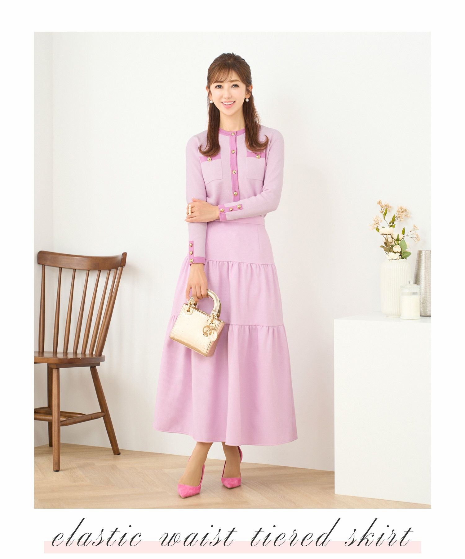 LastCollection-SALE ウエストゴム ティアード スカート Prima