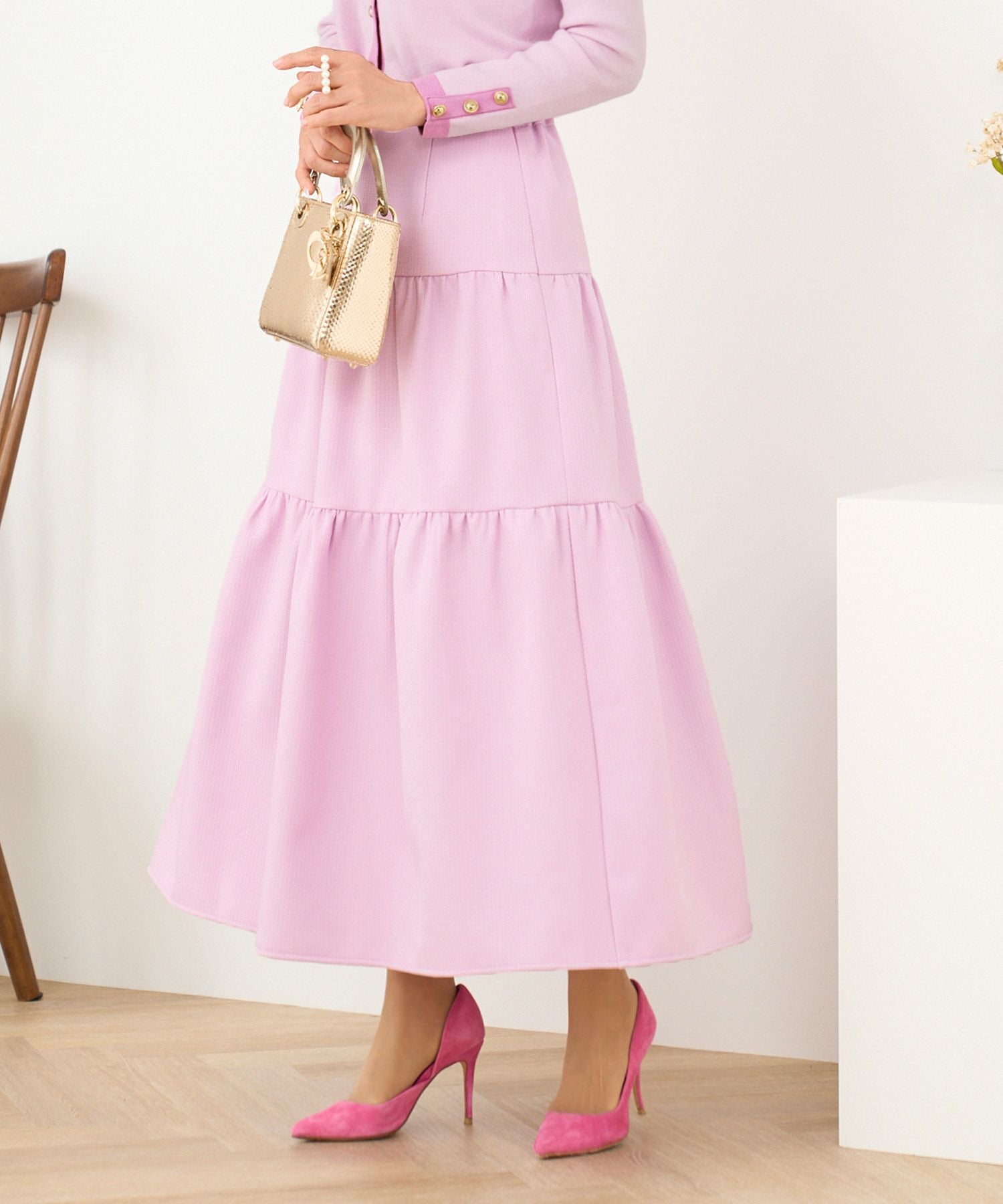 LastCollection-SALE ウエストゴム ティアード スカート Prima