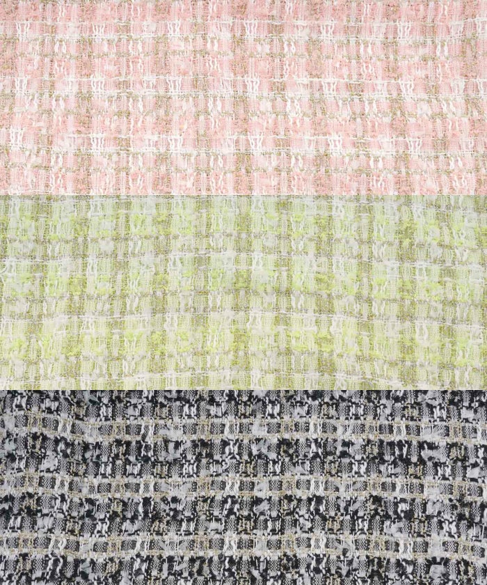 ニット/ツイード/ワンピース/コンビ/ドッキング/配色/バイカラー/ノースリーブ/ピンク/ライムグリーン/ブラック/黒/S/M/秋/冬/春/可愛い/かわいい/華やか/大人/上品/