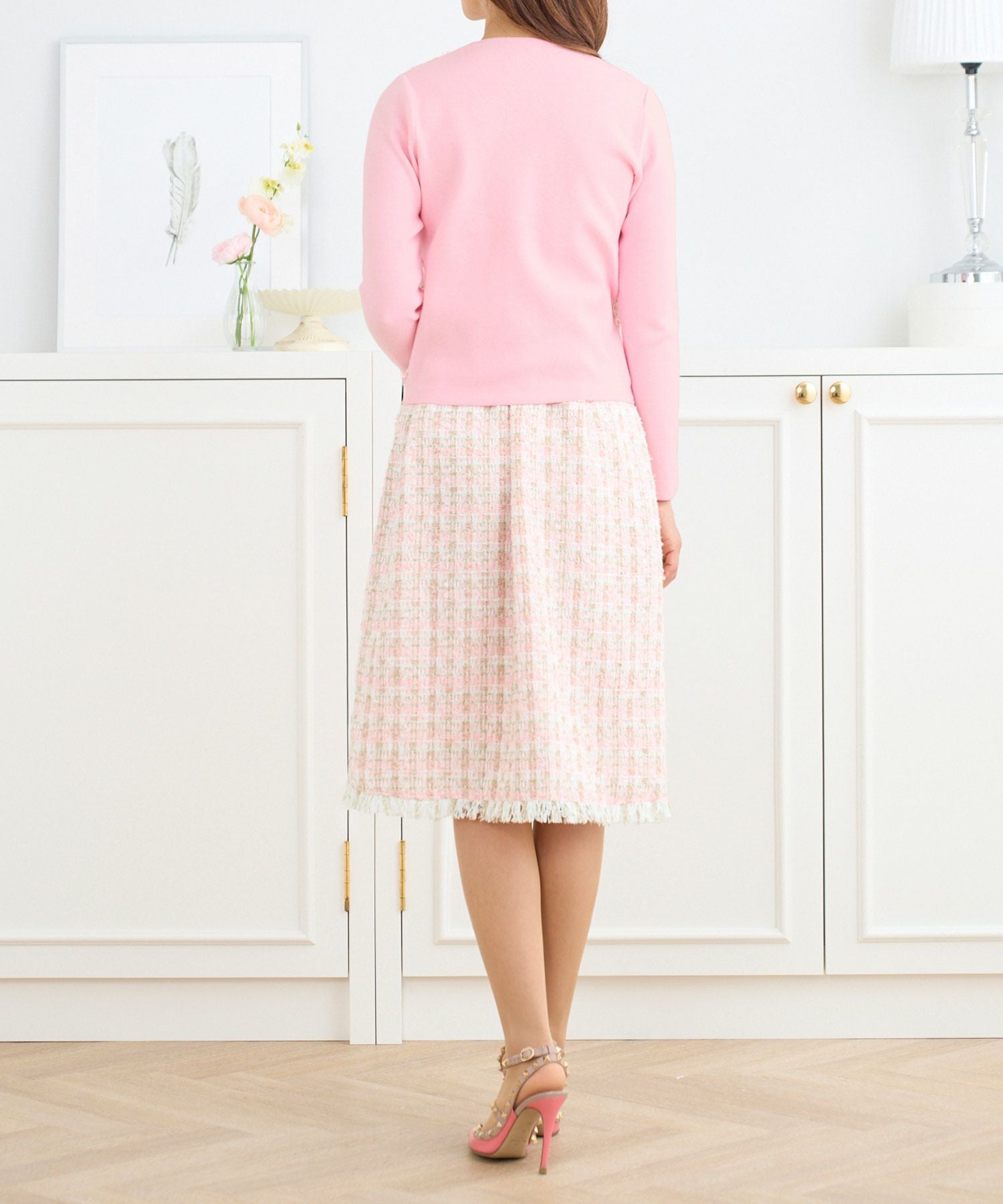 OUTLET-SALE ツイードドッキング ニット カーディガン Prima Scherrer