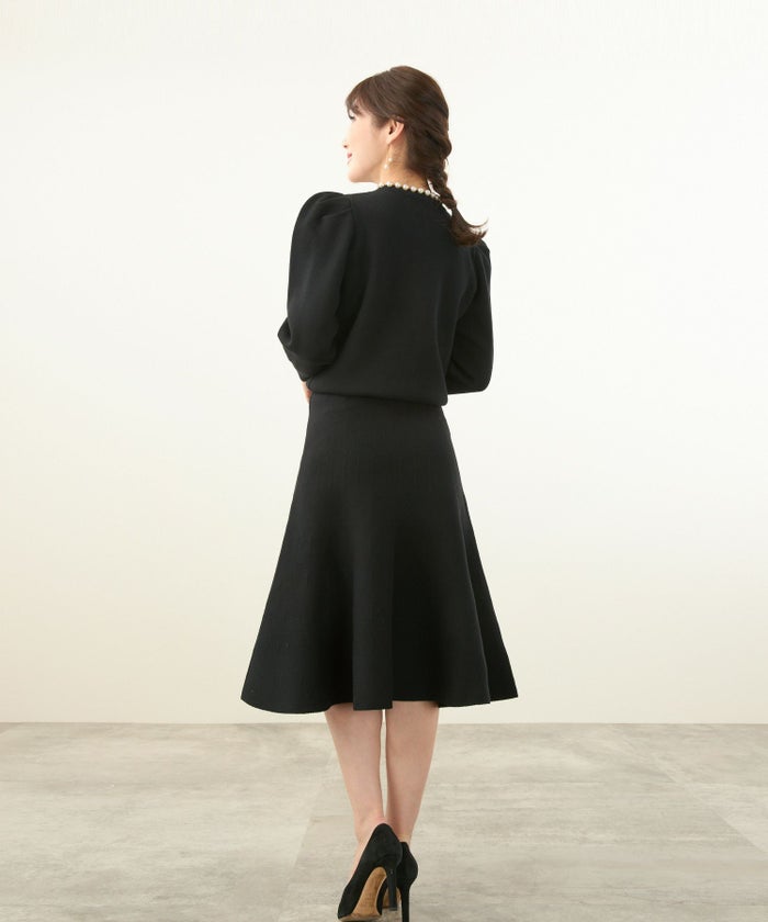 手洗い可/フレアスカート/セットアップ対応/ウエストゴム/きれいめ/上品/裏地付き/ハイゲージ