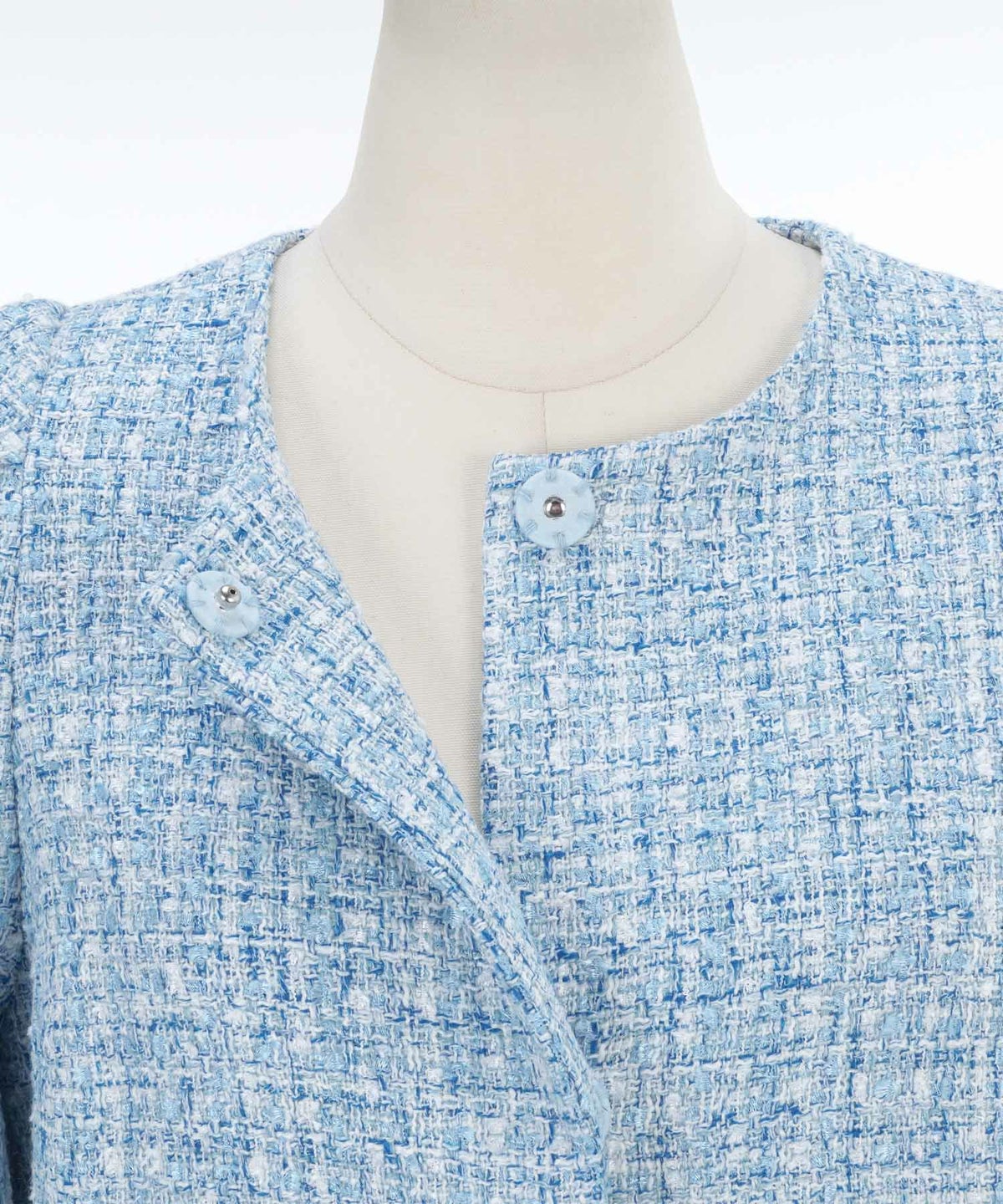 トップス/アウター/ツイード/コート/ロング/肩タック/ピンク/サックス/ブラック/黒/S/M/秋/冬/春可愛い/かわいい/華やか/大人/上品/