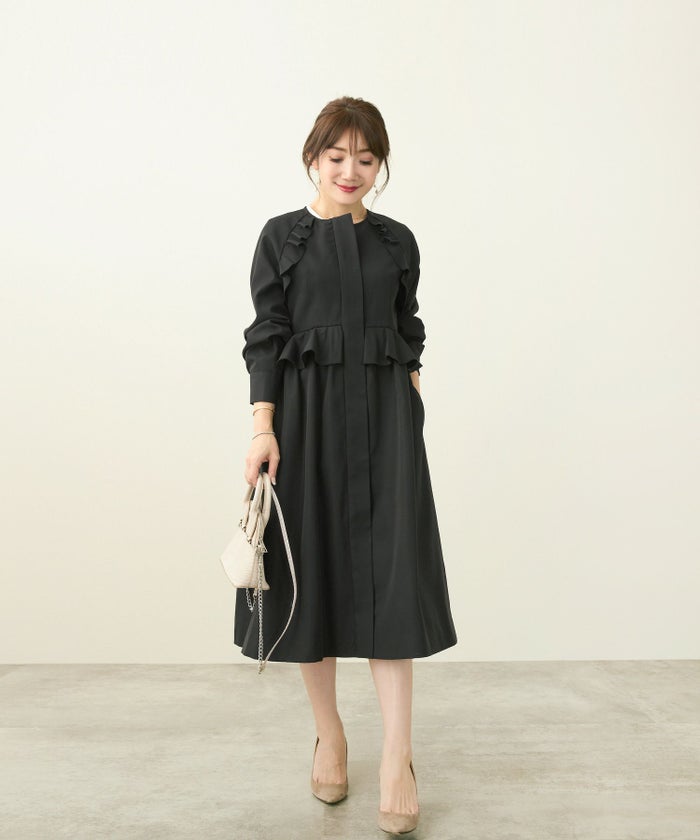 軽量/ライトアウター/オケージョン/羽織/長袖/袖口カフス/ポケット付き/ウエストフリル/S/M/L