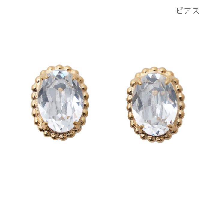 クリスタル ピアス イヤリング Antique Crystal Pierce Earring スタッズフレーム クリスタル 真鍮 チタンポスト カジュアル エレガント アンティーク クリスタル ピアス イヤリング Antique Crystal Pierce Earring （Liala）