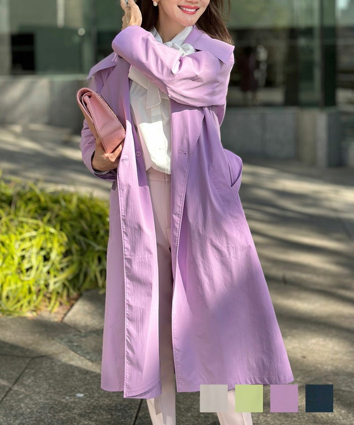 セレクト ライトアウター トレンチコート エアリー 軽量 春アウター スイッチシーズン ポケット ベルト付き 春色 長袖 ベルト付き スプリング コート Liala×PG