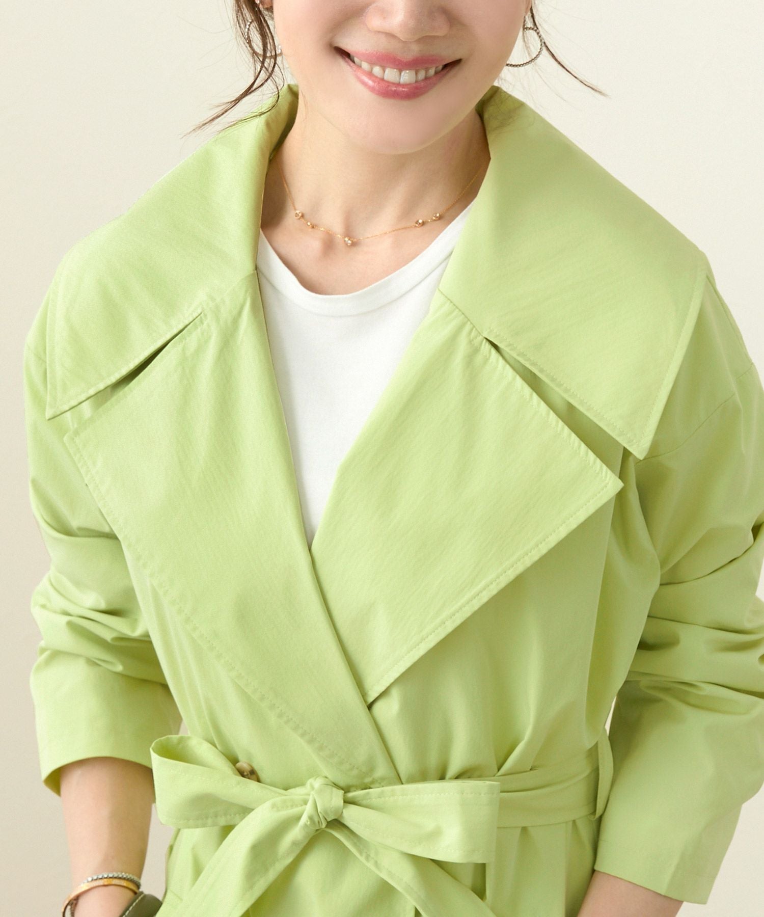 OUTLET-SALE ベルト付き スプリング コート Liala×PG 全4色｜lpg151