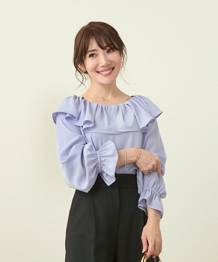 手洗い可/長袖/袖口ゴム/襟付き/ドット/水玉/大人可愛い/上品