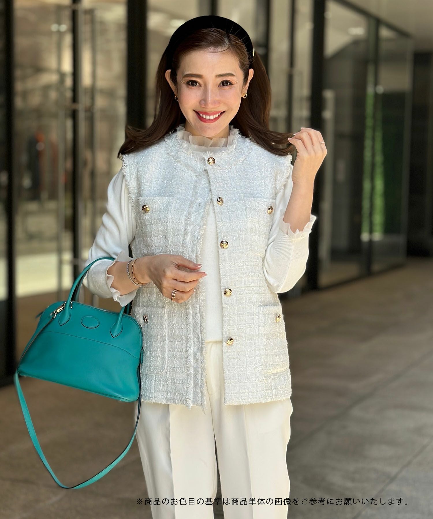 miriさま　新品　FOVL×YOKO　ツイードフリンジジレ　ベスト　M　オフ白 プチプラ】パシオスFOVLのツイードフリンジジレ | LEE