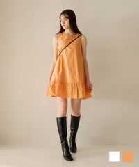ワンピース/ミニワンピース/ノースリーブ/オフホワイト/オレンジ