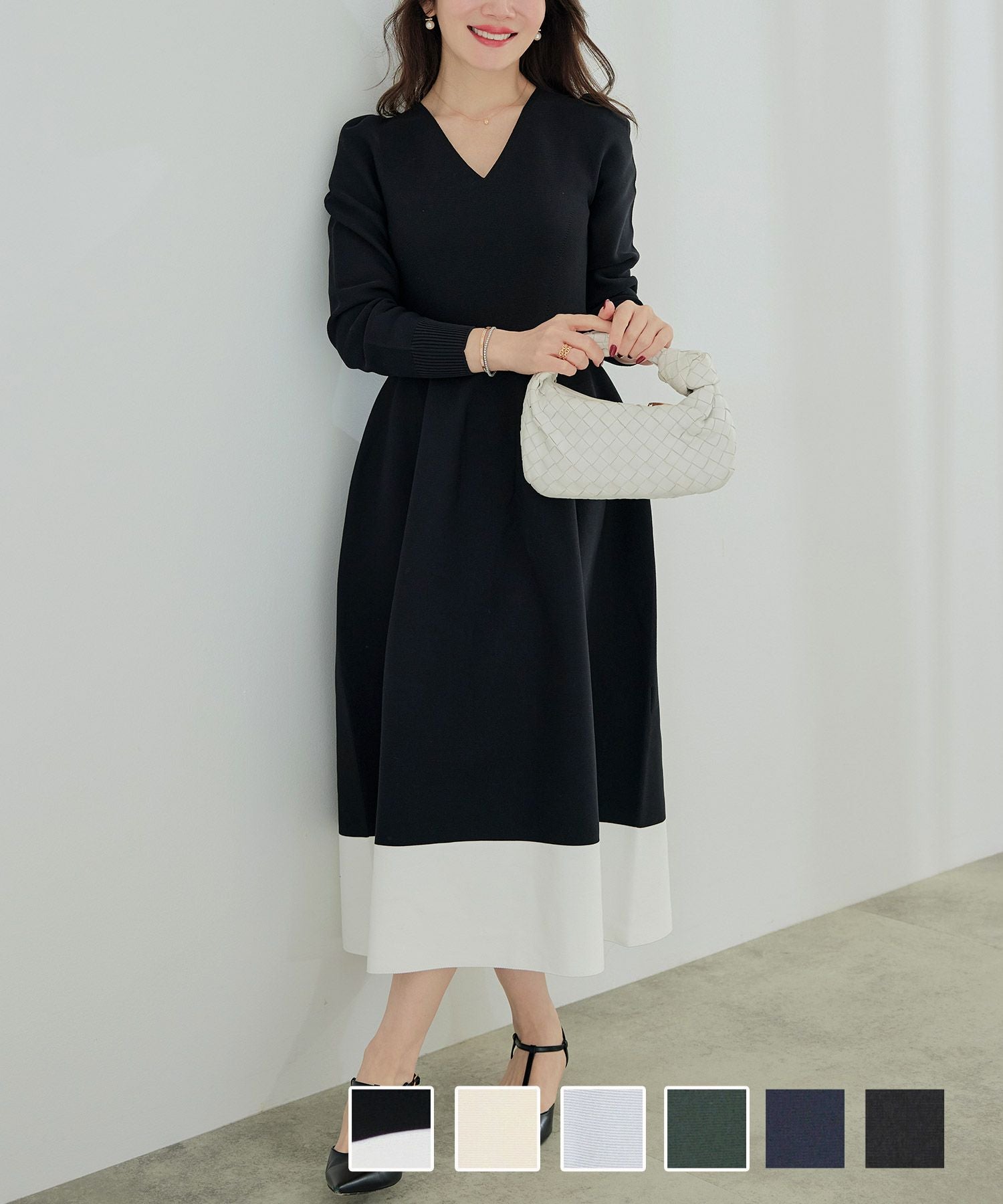 ホールガーメント パフスリーブ ワンピース