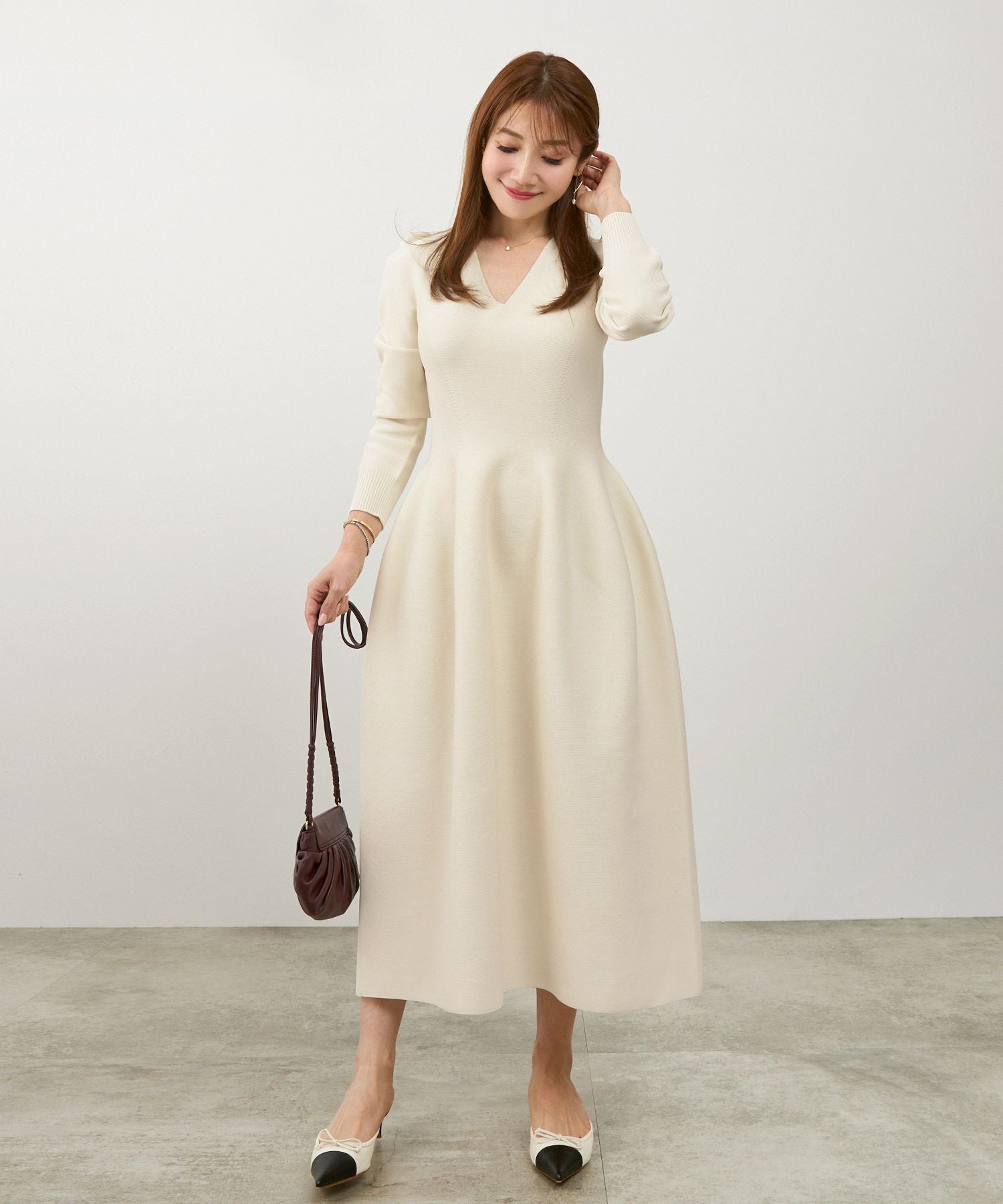 ホールガーメント パフスリーブ ワンピース Liala×PG ホールガーメント パフスリーブ ワンピース