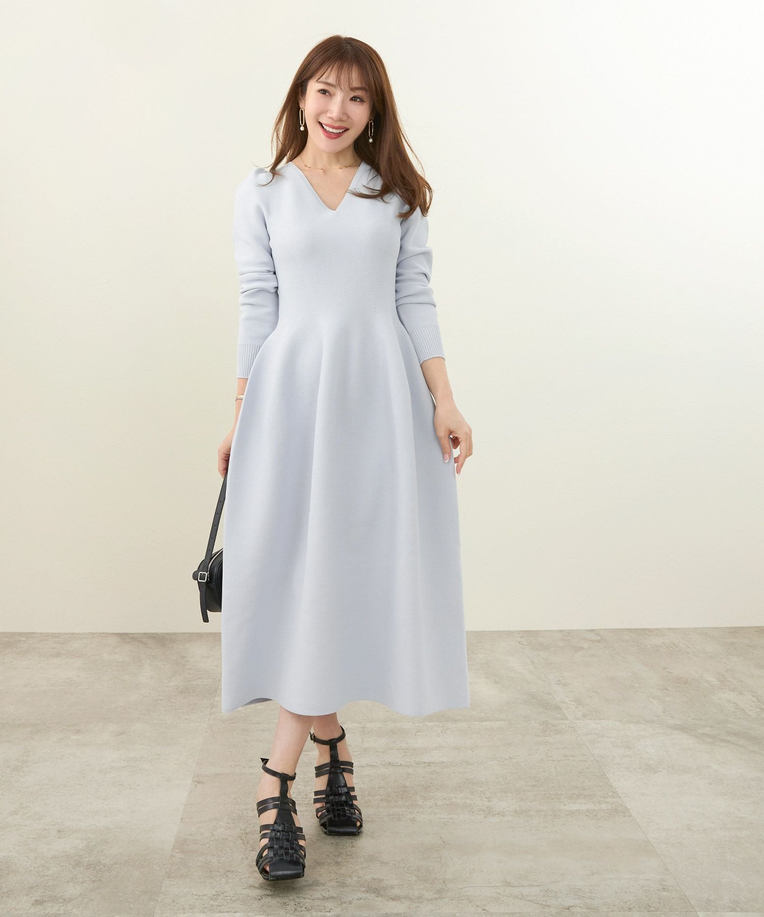 ホールガーメント パフスリーブ ワンピース