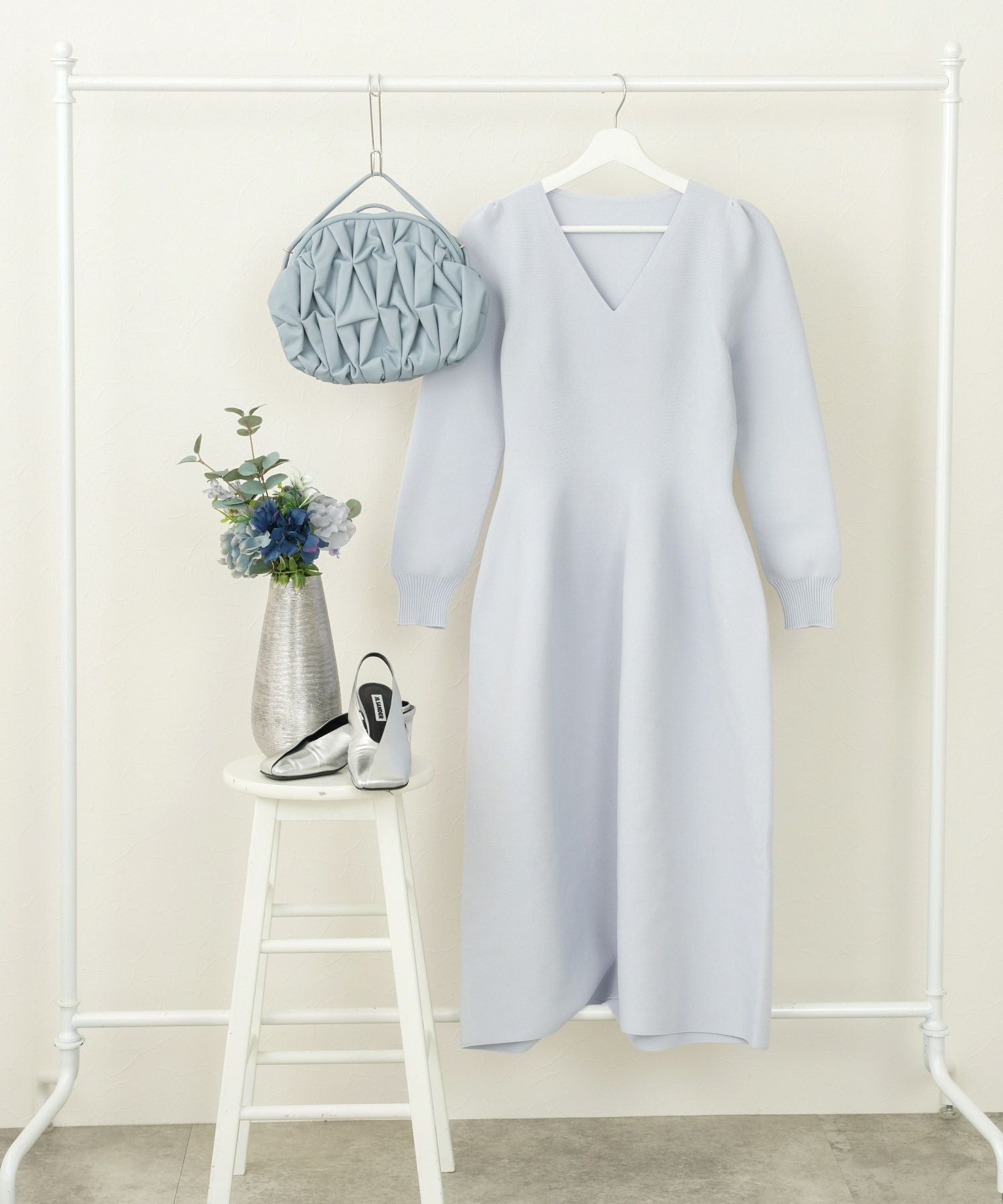 ホールガーメント パフスリーブ ワンピース