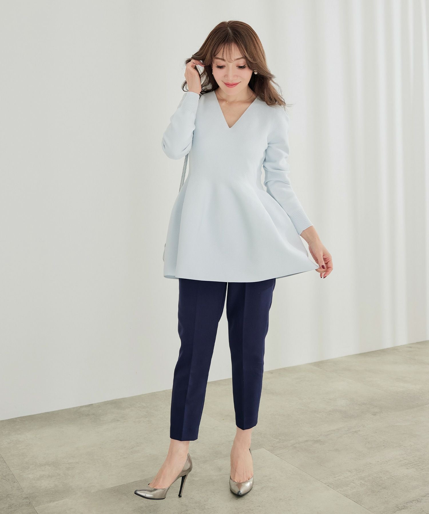 ホールガーメント ペプラム チュニック