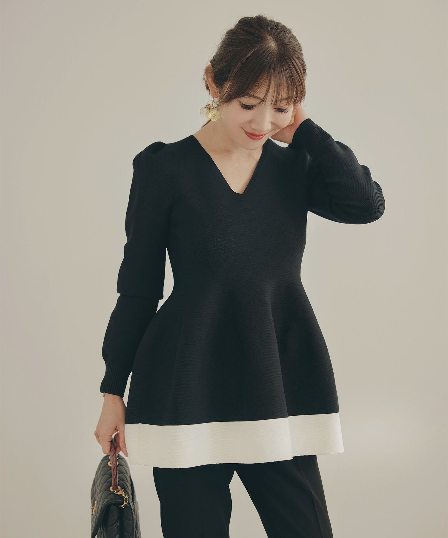 ホールガーメント ペプラム チュニック