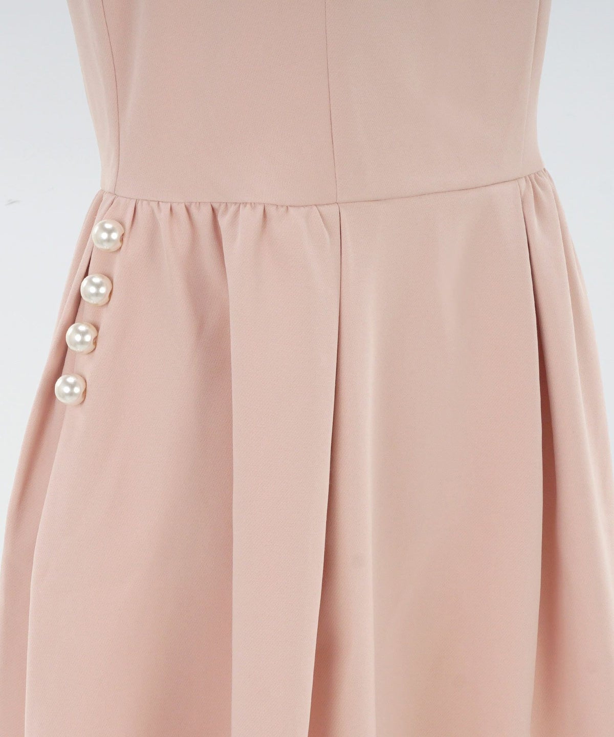 ワンピース/スクエアネック/ノースリーブ/パール/ポケット/ウエストタック&ギャザー切り替え/フレア/ピンク/ラベンダー/ネイビー/S/M/秋/春/夏/可愛い/かわいい/華やか/大人/上品/