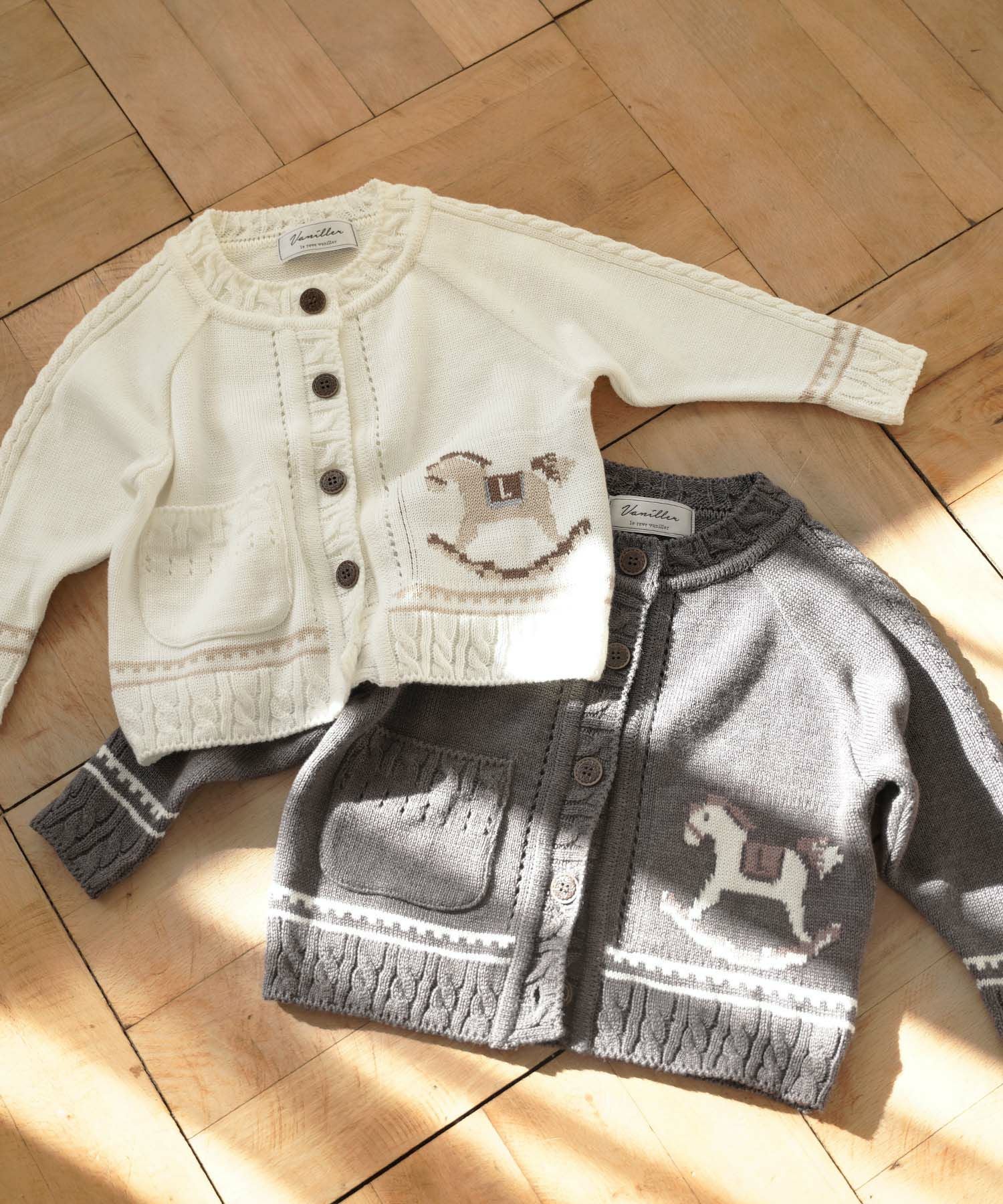 vaniller kids 木馬柄 カーディガン le reve vaniller 全2色 ｜lvn411