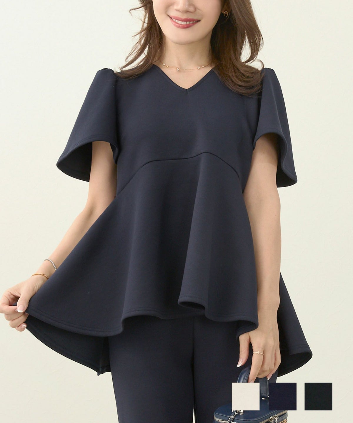 ダンボールニット Vネック フレアスリーブ プルオーバー Liala×PG