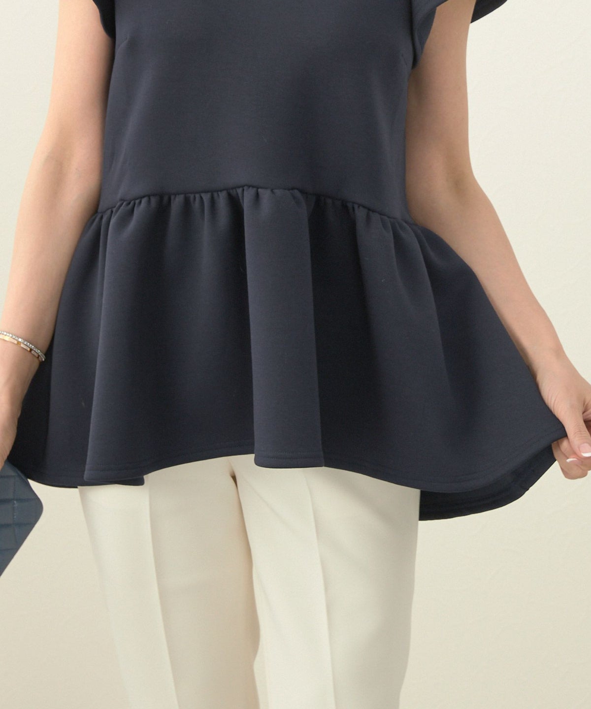 洗濯可/日本製/ラウンドネック/ウォッシャブル/ワンマイルウェア/ルームウェア/セットアップ対応/半袖/イレヘム/フレアスリーブ