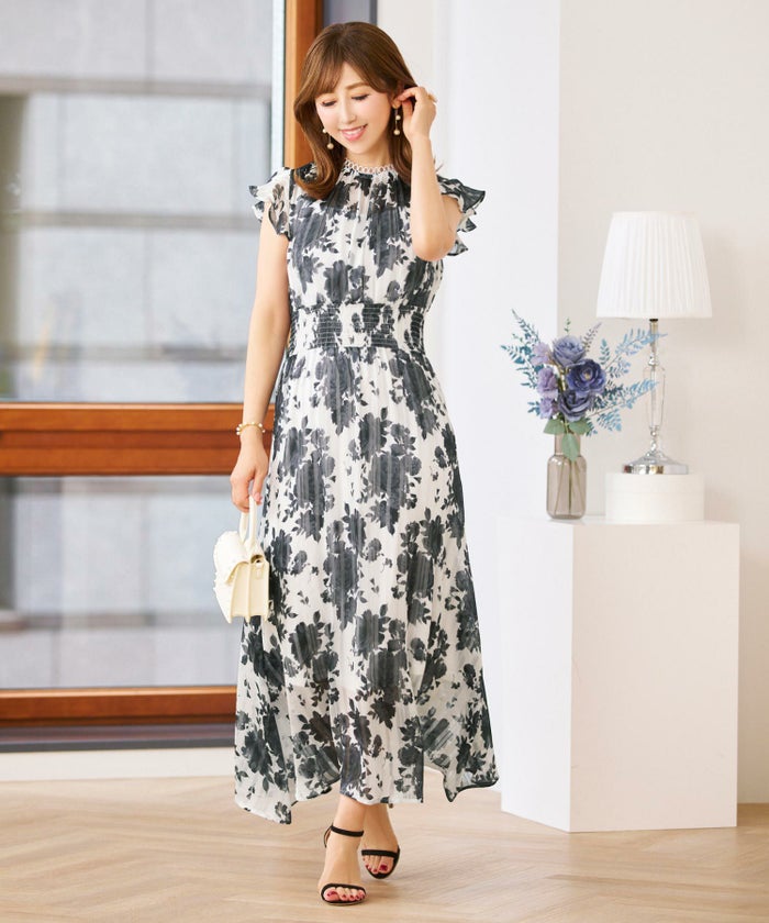 ワンピース花柄春夏秋白ピンクレディース服かわいい可愛い大柄色おしゃれ上品大人おすすめきれいめジョイントスペース