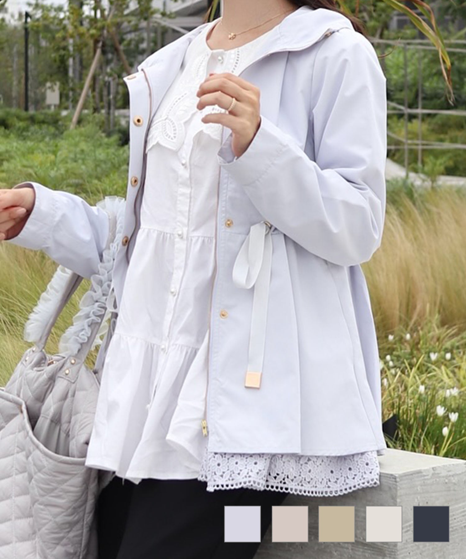 TIME-SALE 撥水 ミドル丈 ライトアウター コート le reve vaniller 全5