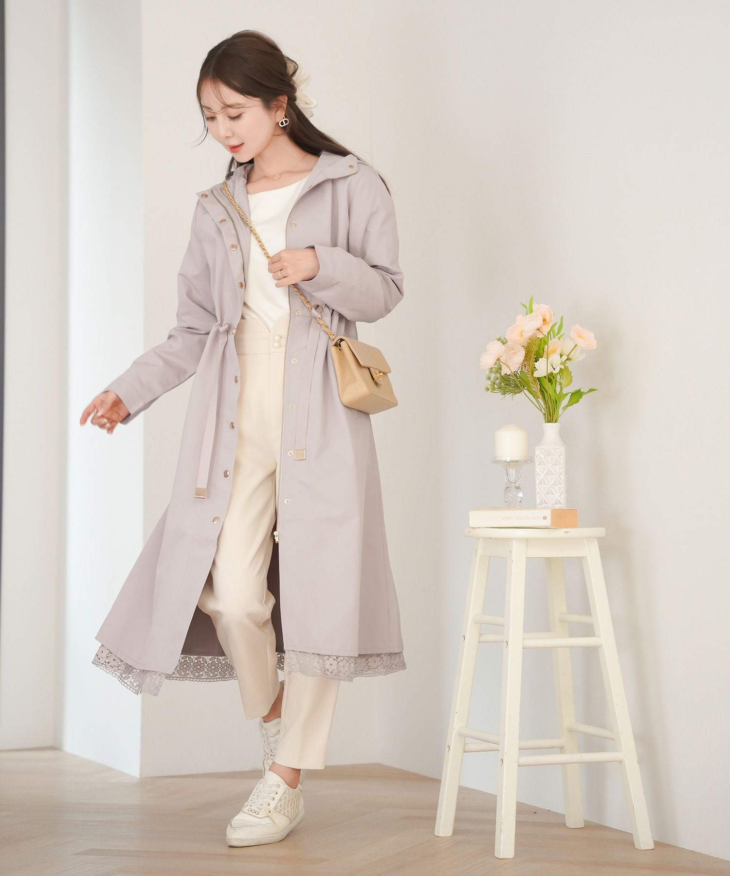 TIME-SALE 撥水 ロング ライトアウター コート le reve vaniller 全4色