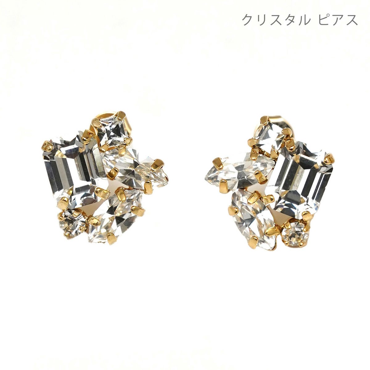 スパークリング ストーン ピアス イヤリング Sparkling Stone Pierce Earring 真鍮 チタンポスト クリスタル パステル クリスタル スパークリング ストーン ピアス イヤリング Sparkling Stone Pierce Earring （Liala）