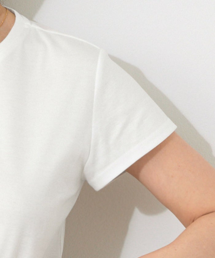 新色追加手洗い可日本製機能性素材半袖シンプル大人カジュアル着回しカットソーバックプリント夏ジョイントスペース