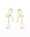 リボン ドロップ パール ピアス Ribbon Drop Pearl Pierce Earring