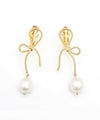 リボン ドロップ パール ピアス Ribbon Drop Pearl Pierce Earring