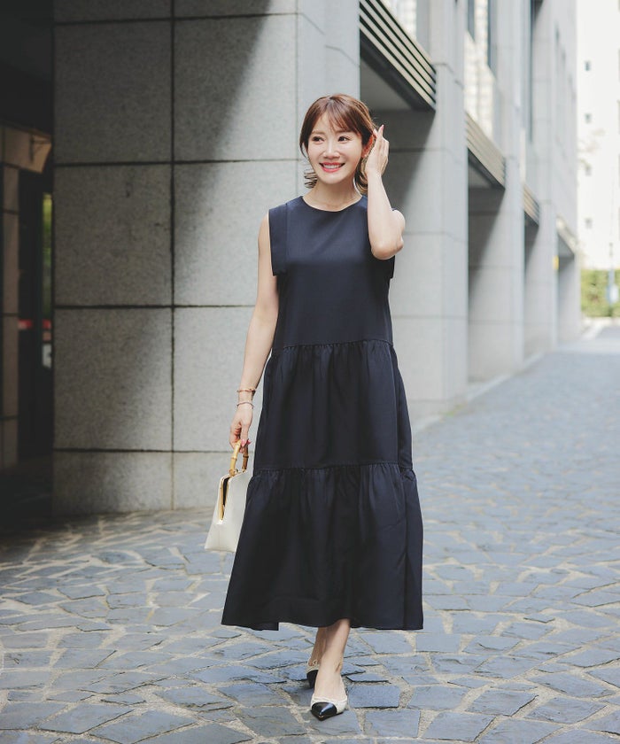 新色追加手洗い可ワンピースレディース可愛いかわいいおしゃれ大人服黒春夏秋きれいめ人気ノーカラーエレガントジョイントスペース